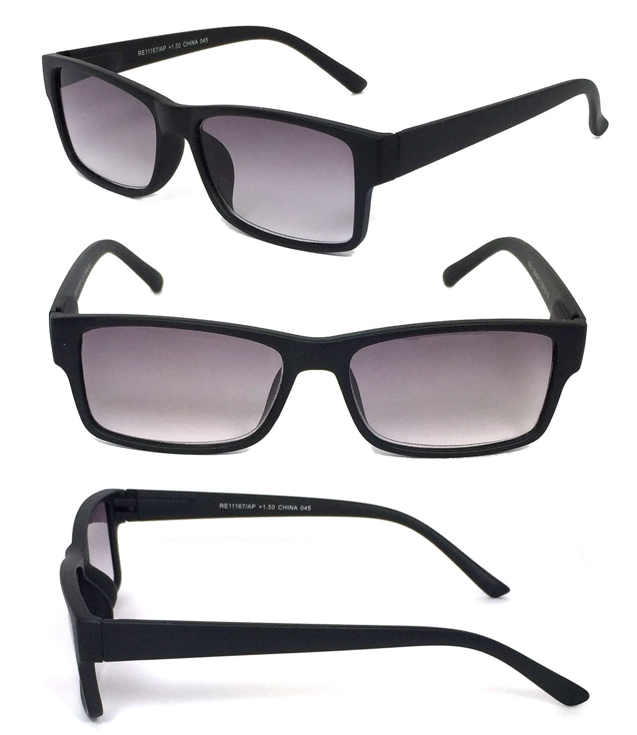 3 Pack Retro Plastic Frame Full Reading Sunglasses for Men & Women - UV Protection Outdoor Reading Glasses (Non-Bifocal) with 1 Hard Case & 2 Soft Pouches - Perfect for Reading, Fishing, Driving, and Outdoor Activities