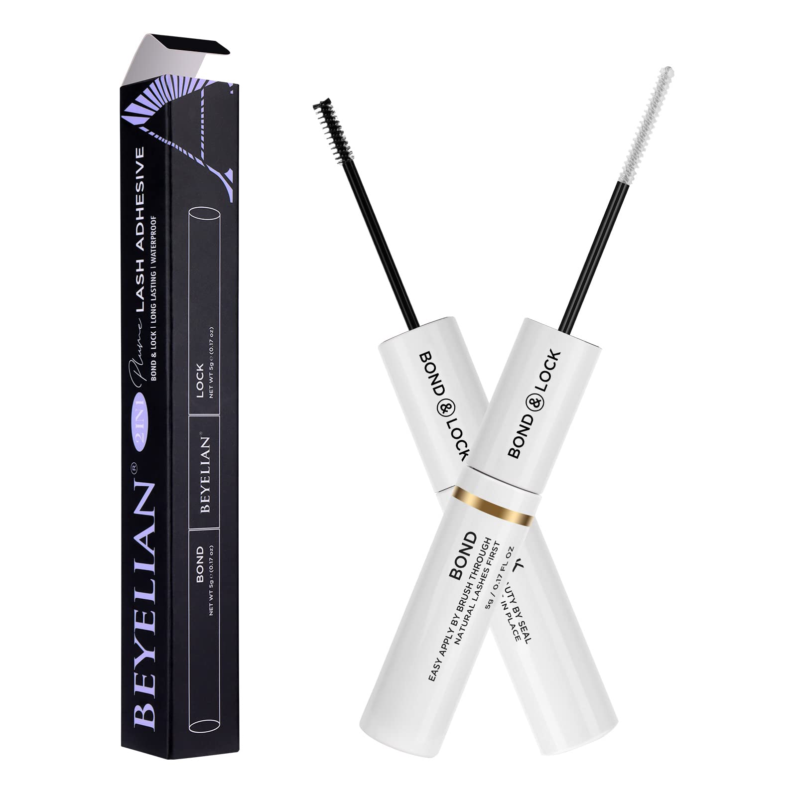 BEYELIAN Lash Bond & Seal - Latex-Free Cluster Lash Glue for DIY Eyelash Extensions, Super Strong 72-Hour Hold with Mascara Wand | Perfect for Salon Professionals & At-Home Lash Enthusiasts