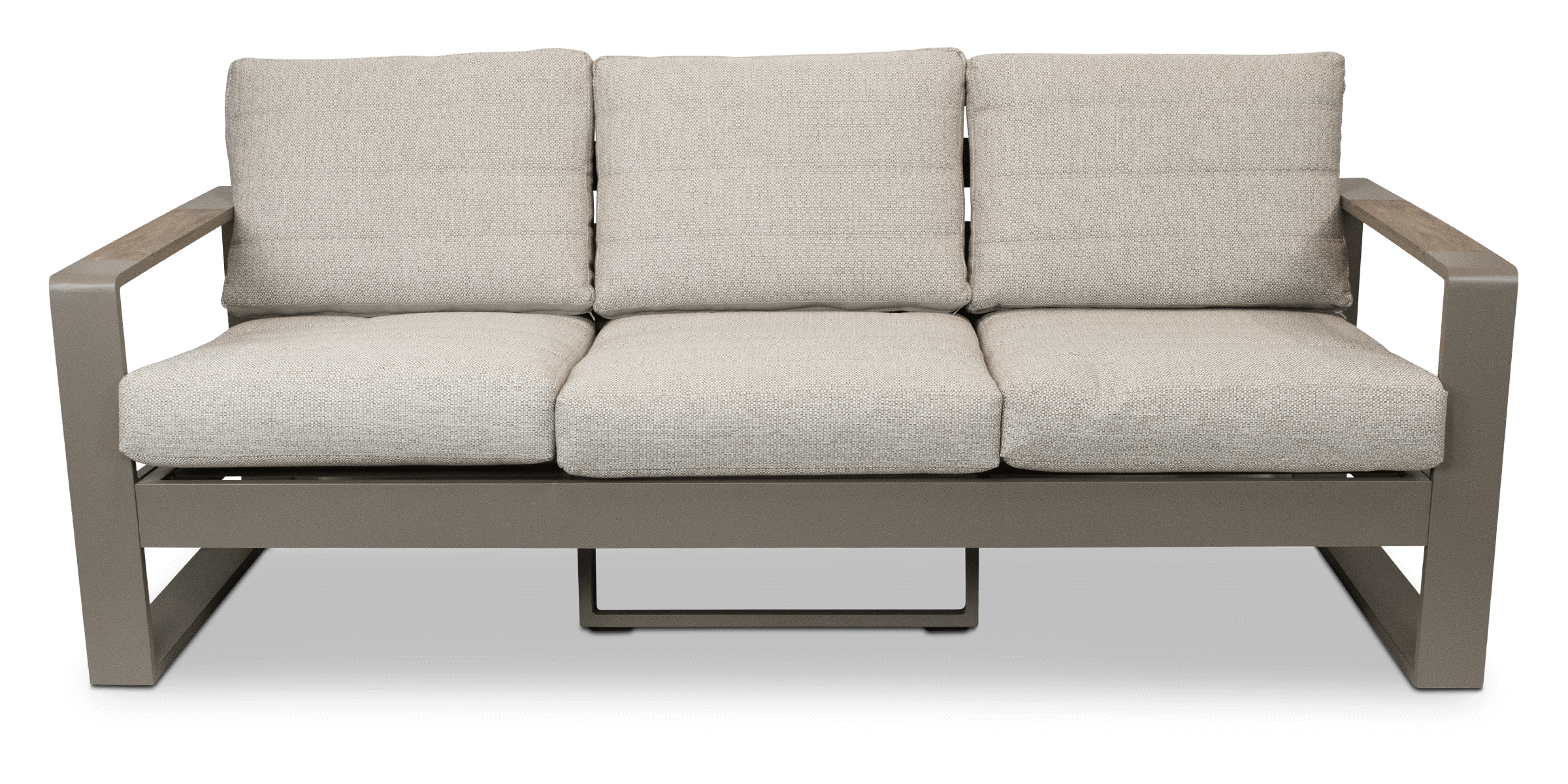 Positano 3-Seater Sofa in Taupe - Durable Polywood Frame with Comfortable Latte Check Spun Polyester Cushions | Perfect for Living Room, Patio or Outdoor Lounge Area
