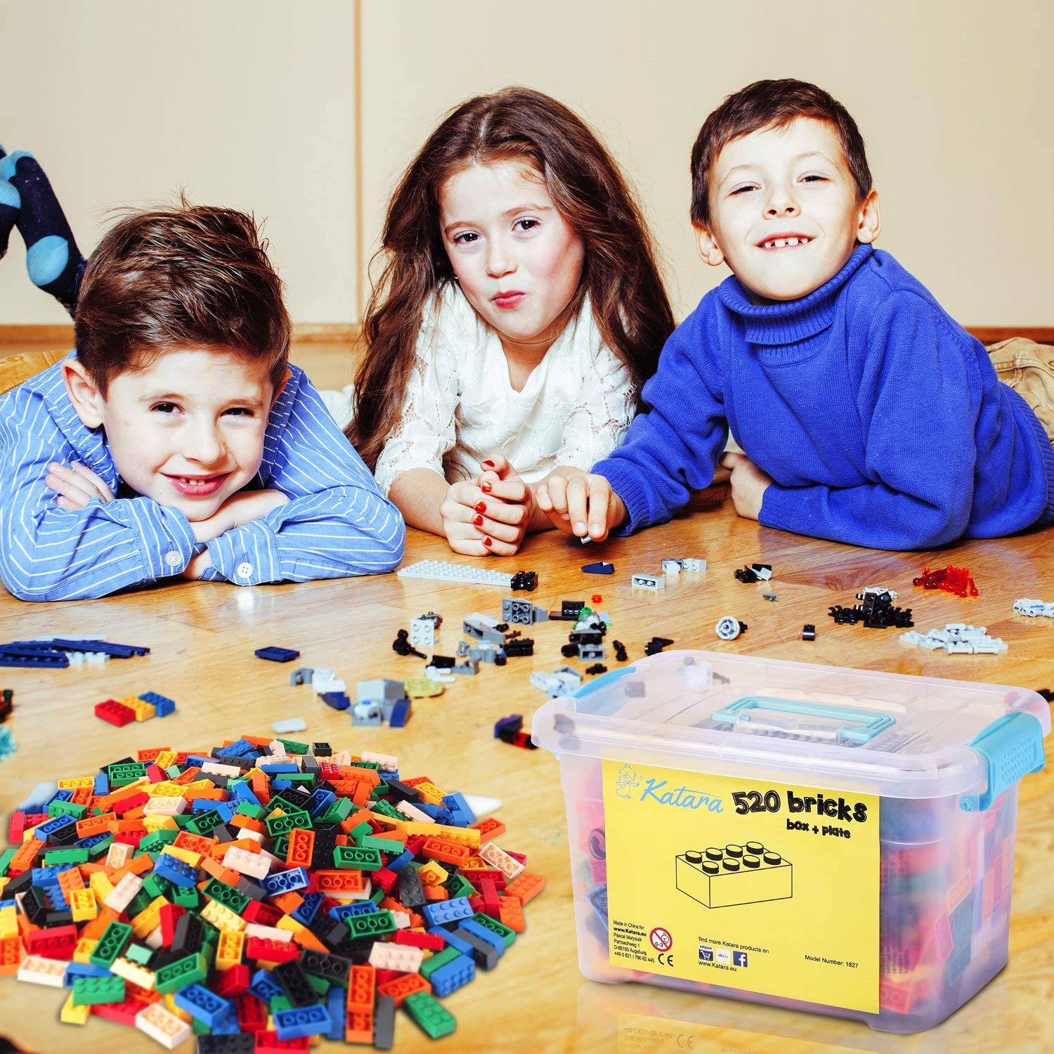Katara 1827 Building Blocks Set - 520 PCS Lego-Compatible Bricks for Kids & Adults (3-99 Years) - Includes Baseplate & Storage Box - Multicolor - Perfect for Creative Construction Play, STEM Learning & Family Bonding Activities
