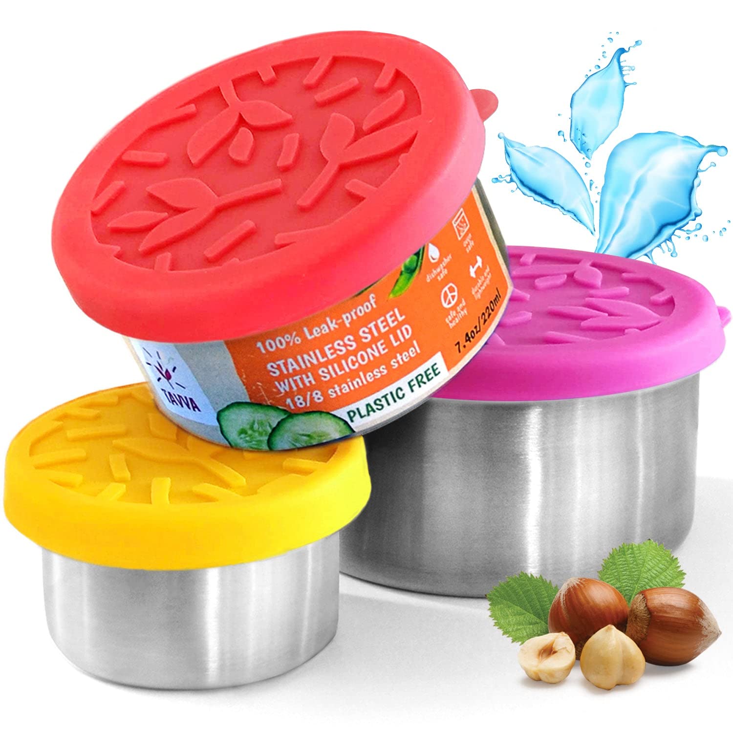 TAVVA Stainless Steel Snack Containers for Kids - Eco-Friendly, Leak-Proof Metal Lunch Box & Bento Box for Toddlers | Plastic-Free Food Storage Containers with Secure Lids | Perfect for School Lunches, Picnics & On-the-Go Snacks