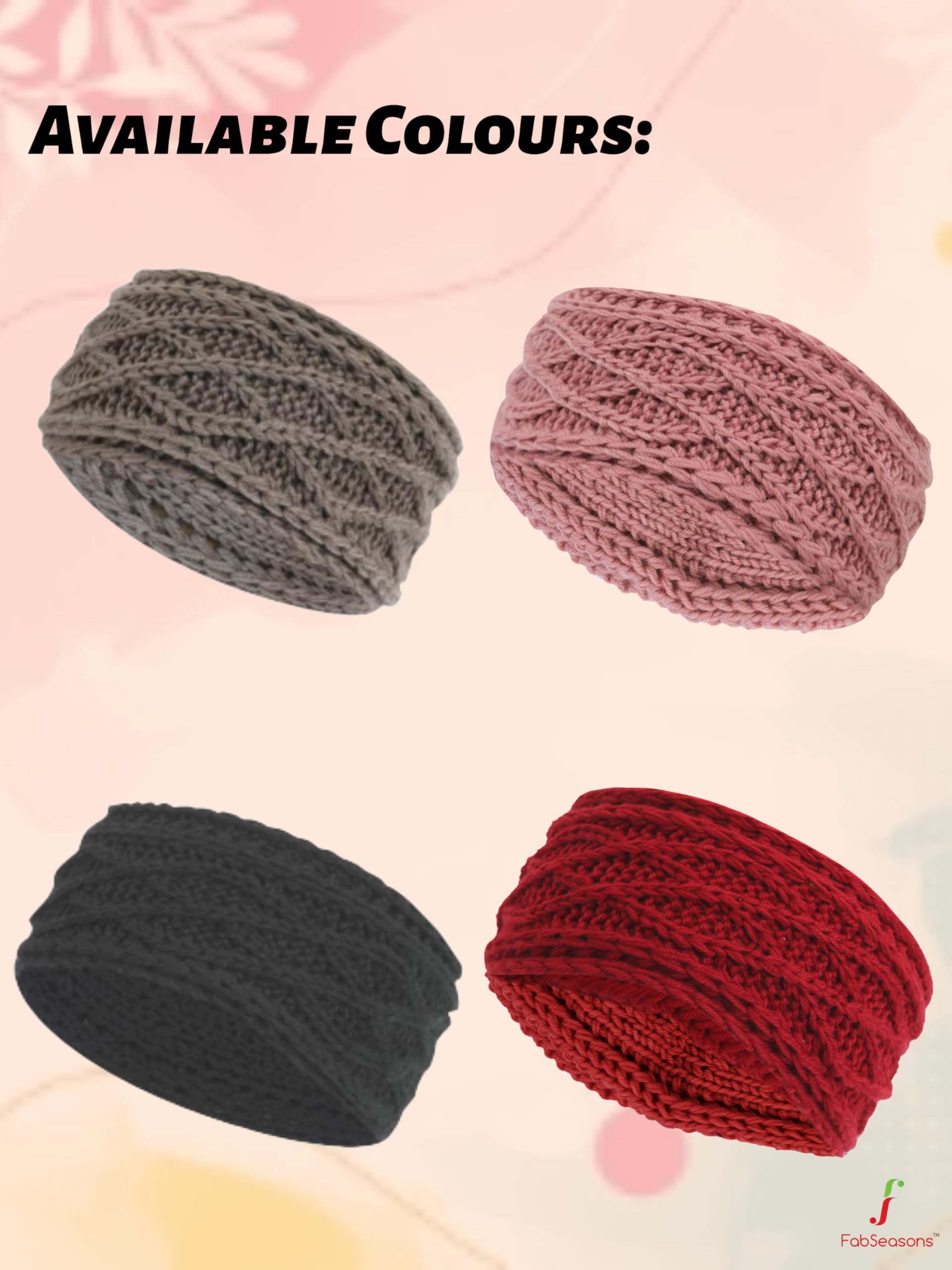 FabSeasons Acrylic Woolen Skull Stretch Headband - Winter Ear Warmer & Fashion Hair Accessory for Women & Girls - Perfect for Skiing, Snowboarding & Cold Weather Activities