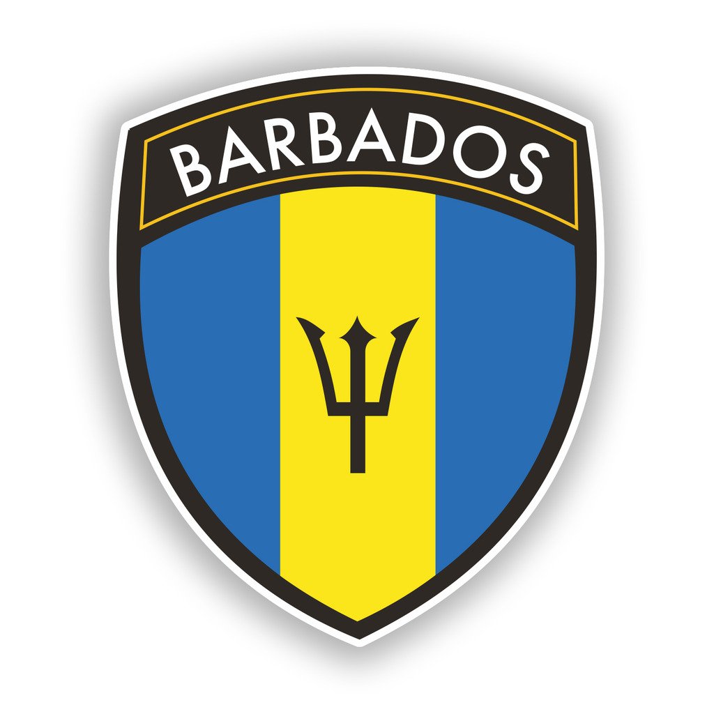 Barbados Flag Vinyl Sticker Decal - 5 Inch Waterproof Laptop, Car Bumper, Luggage Decal - Perfect for Travel, Beach Parties & Caribbean Theme Decor