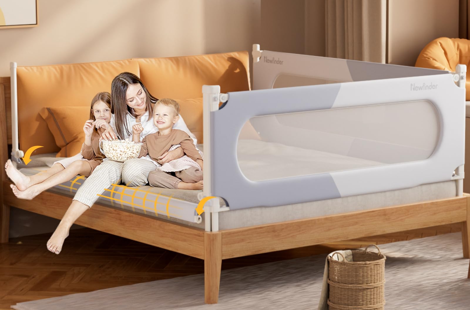 Newfinder Extra Long Adjustable Bed Rail for Toddlers - 78.7