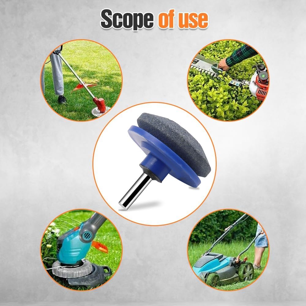 Premium Blue Lawn Mower Blade Sharpener Kit - Universal Rotary Blade Sharpener Tool with Drill Attachment - Durable Wear-Resistant Design - Perfect for Home Lawn Care & Professional Landscaping
