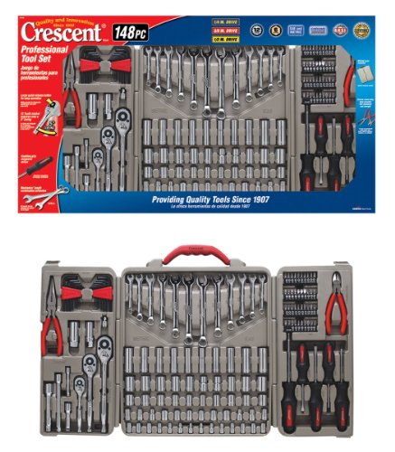 CRESCENT 148-Piece Professional Tool Set - Complete Home Repair & DIY Kit with Wrenches, Sockets, Screwdrivers | Perfect for Automotive, Plumbing & Household Fixes