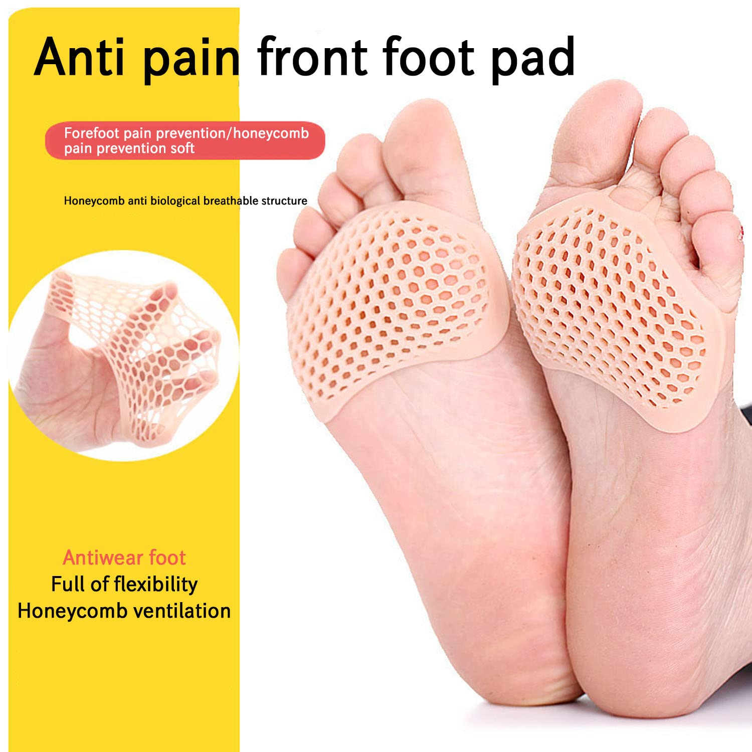 WUBAYI 10 PCS Metatarsal Gel Pads for Foot Pain Relief - Ball of Foot Cushion Pads for Women & Men, Bunion & Forefoot Support - Unisex Orthotic Insoles (White) - Perfect for Running, Walking & High Heel Comfort