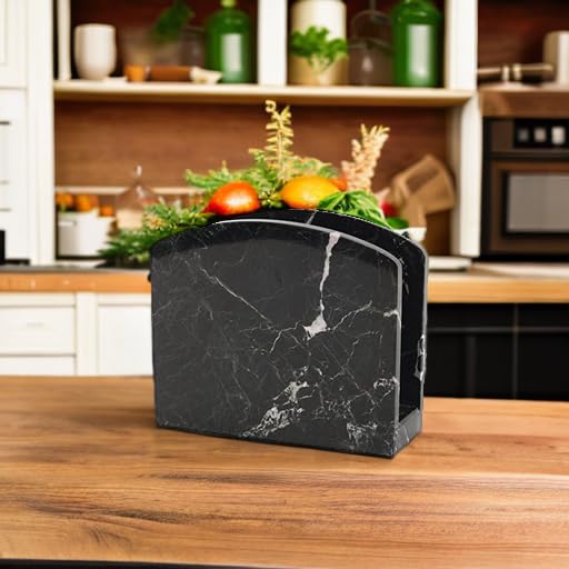 Handmade Black Marble Napkin Holder 5.5 Inch - Elegant Kitchen & Dining Table Decor for Coffee Tables, Cocktail Parties, and Home Accessories | Perfect for Restaurants, Weddings, and Holiday Gatherings