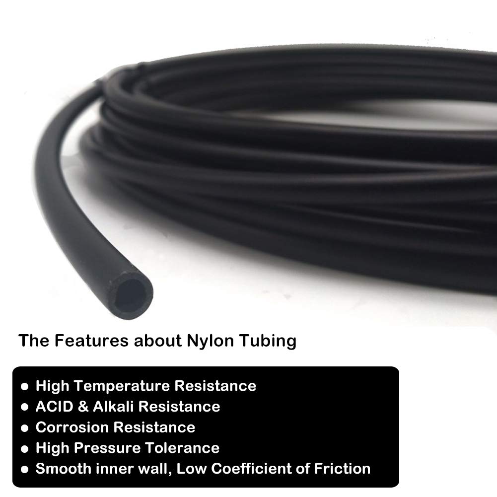 Beduan 12mm OD Nylon Pneumatic Air Hose - High Pressure Tubing for Air Brake Systems & Fluid Transfer (16.4ft, Black) - Ideal for Industrial, Automotive & HVAC Applications