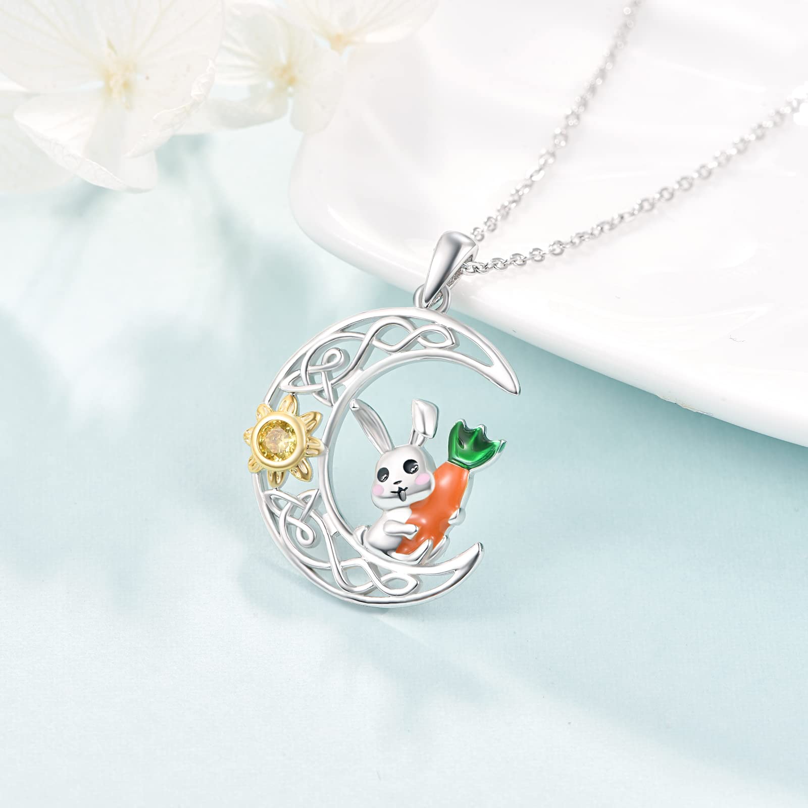 Sterling Silver Bunny Necklace for Women - Cute Rabbit Pendant Easter Jewelry Gift - Perfect for Easter Gifts, Birthday Presents & Everyday Wear