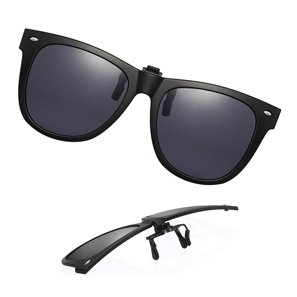 Polarized Clip-On Sunglasses for Men & Women - Anti-Glare Flip-Up Driving Glasses - Fits Over Prescription Eyewear - Perfect for Driving, Cycling & Outdoor Activities