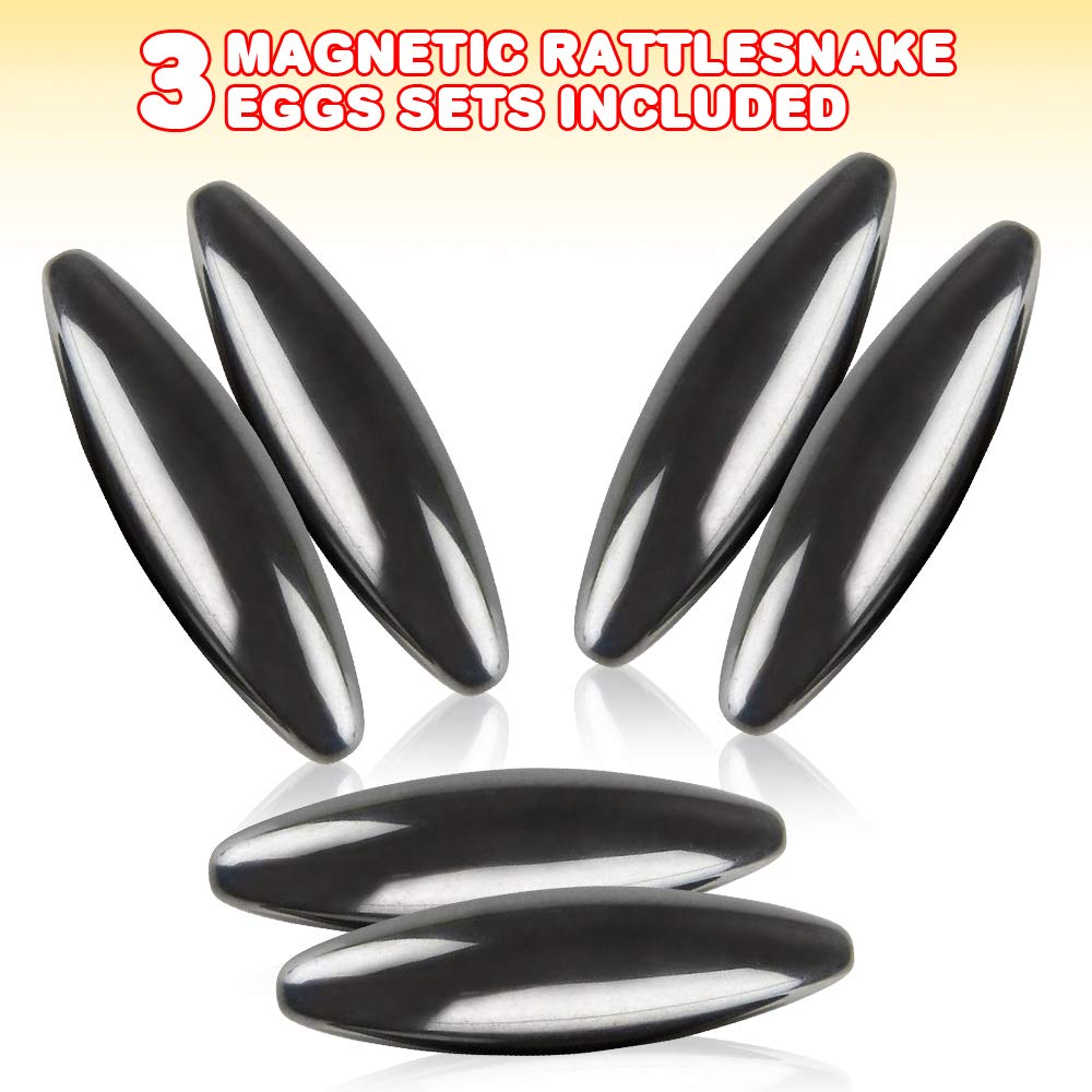 ArtCreativity Magnetic Rattlesnake Eggs - 3 Pairs of Powerful Magnetic Fidget Toys for Kids & Adults | Fun Animal Zoo Safari Party Favors | Stress Relief & Classroom Sensory Toys