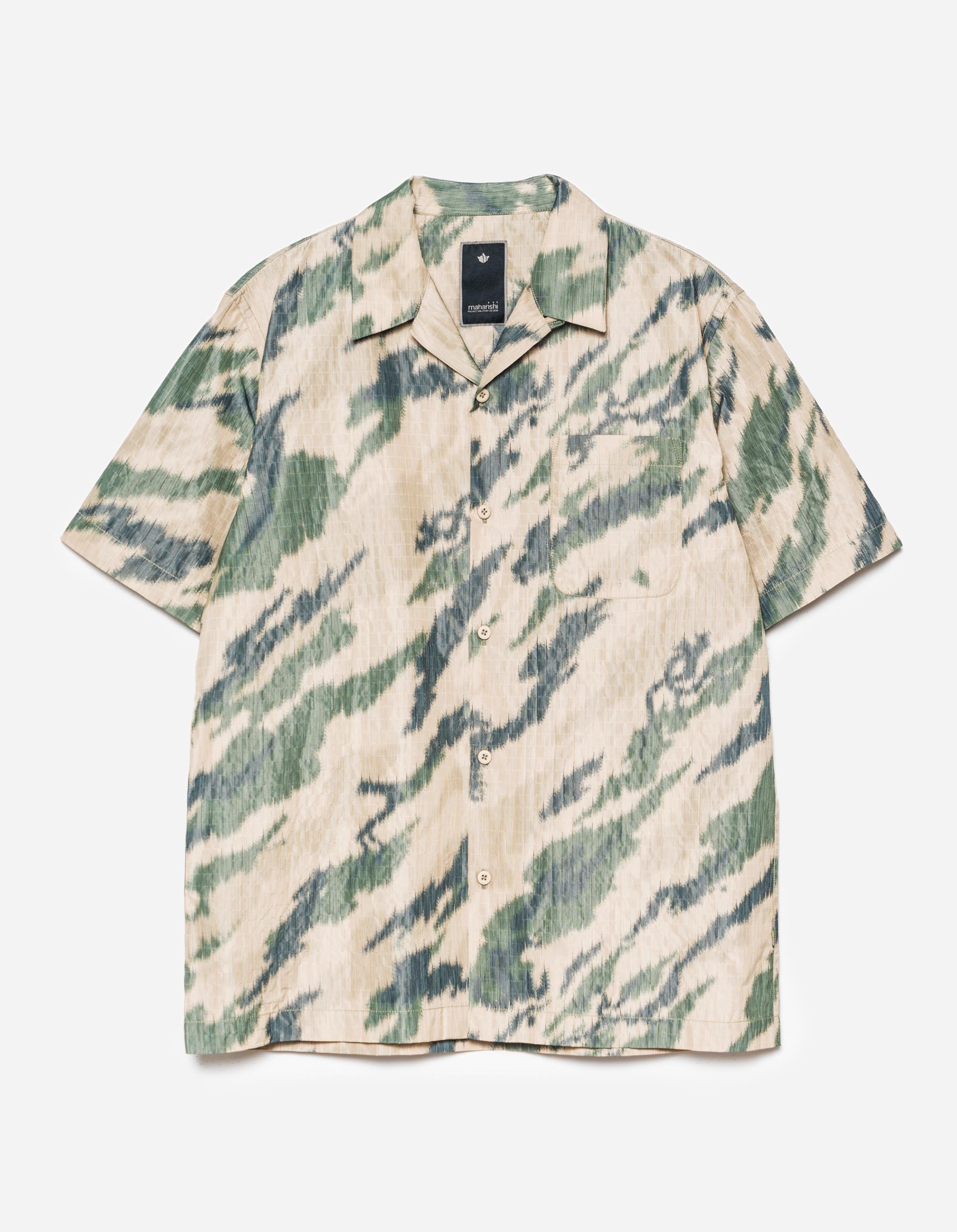 6213 Bonsai Camo Camp Collar Shirt - Woodland Print Casual Button Up Shirt for Men | Outdoor Adventure, Streetwear & Summer Fashion