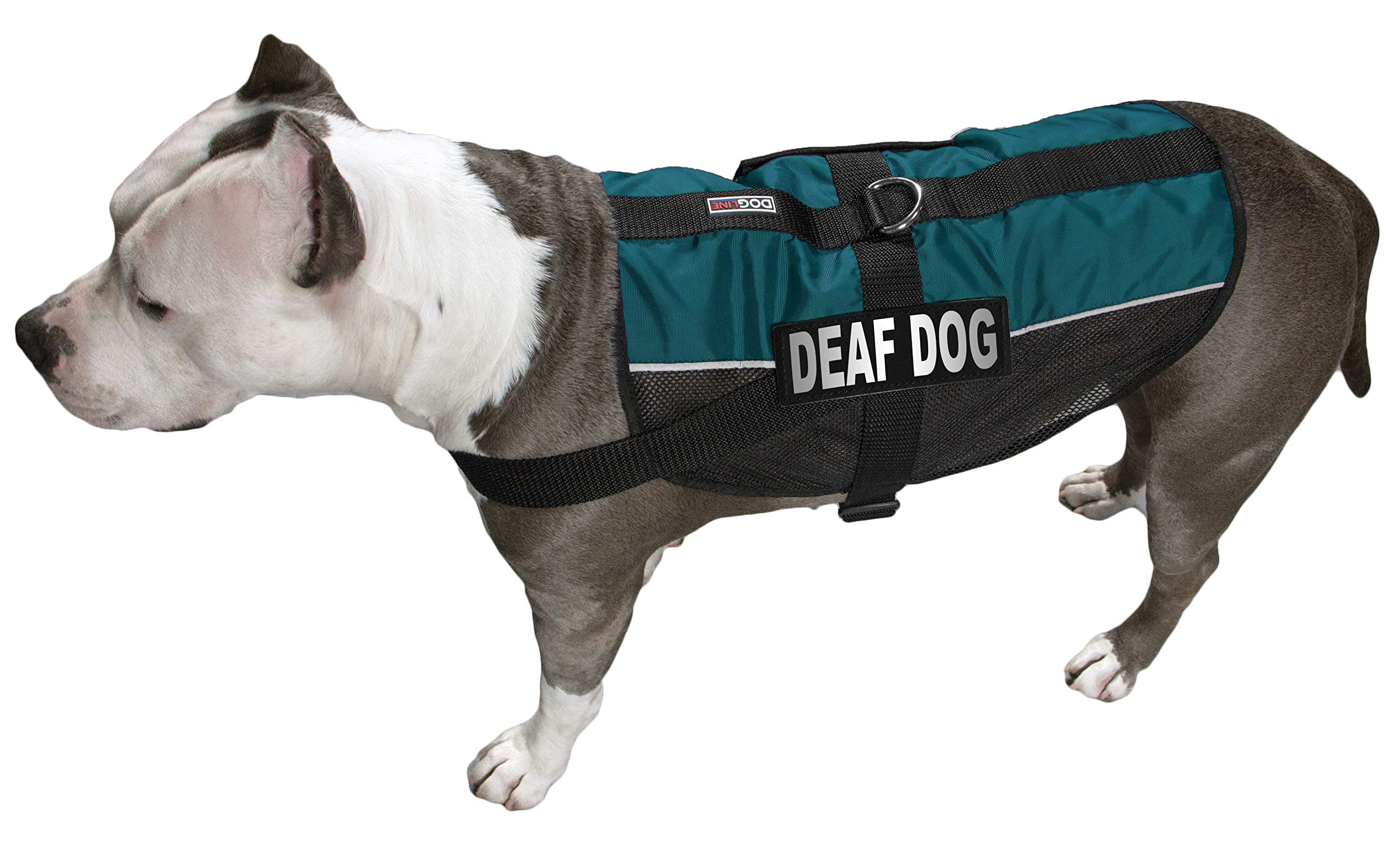 Dogline MaxAire Vest - Adjustable Dog Harness with Removable Patch & Reflective Strips for Deaf Dogs - Fits Puppies to Large Dogs (22-29 Inch Girth, Teal) - Perfect for Training, Walks & Outdoor Adventures