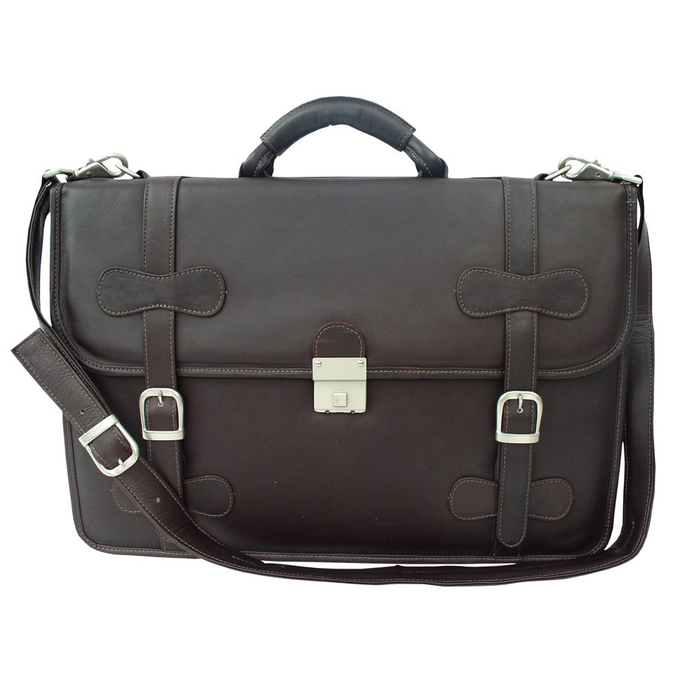 XXL Flap-Over Portfolio in Chocolate Brown - Professional Leather Document Holder for Business Meetings, Job Interviews & Office Organization