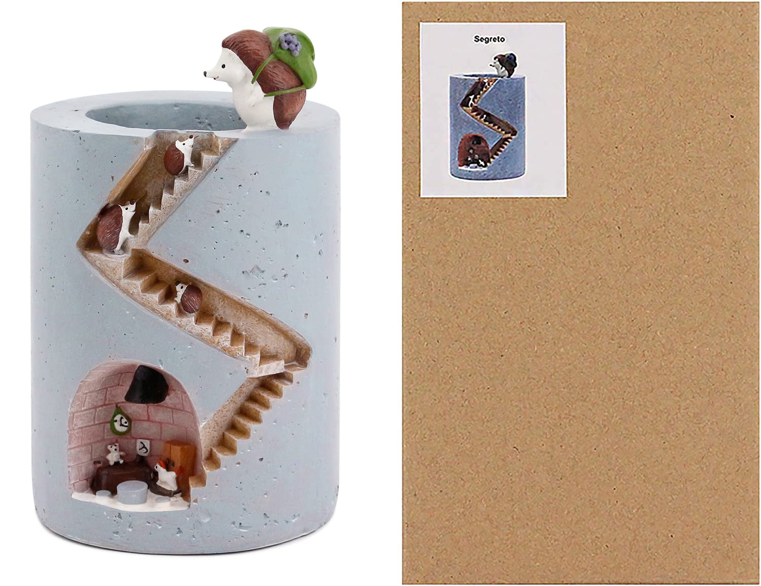 Segreto Creative Hedgehog Resin Planter Pot - Cute Succulent, Flower & Cactus Vase - Indoor Home Decor for Gardening & Tabletop Display