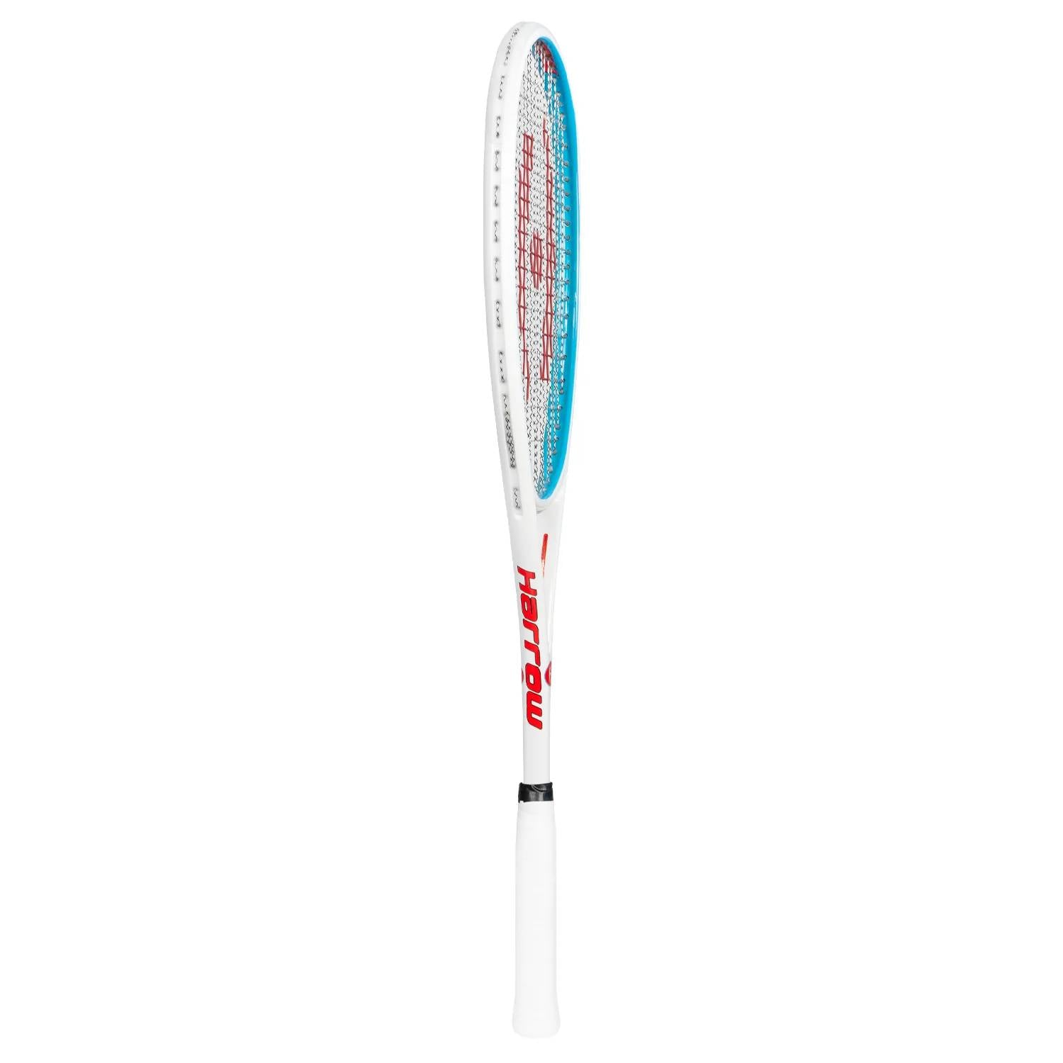 Harrow M 140 Squash Racket - Premium Demo Rental (White/Red/Blue) | Lightweight & Durable for Competitive Play & Training | Perfect for Club Players & Beginners