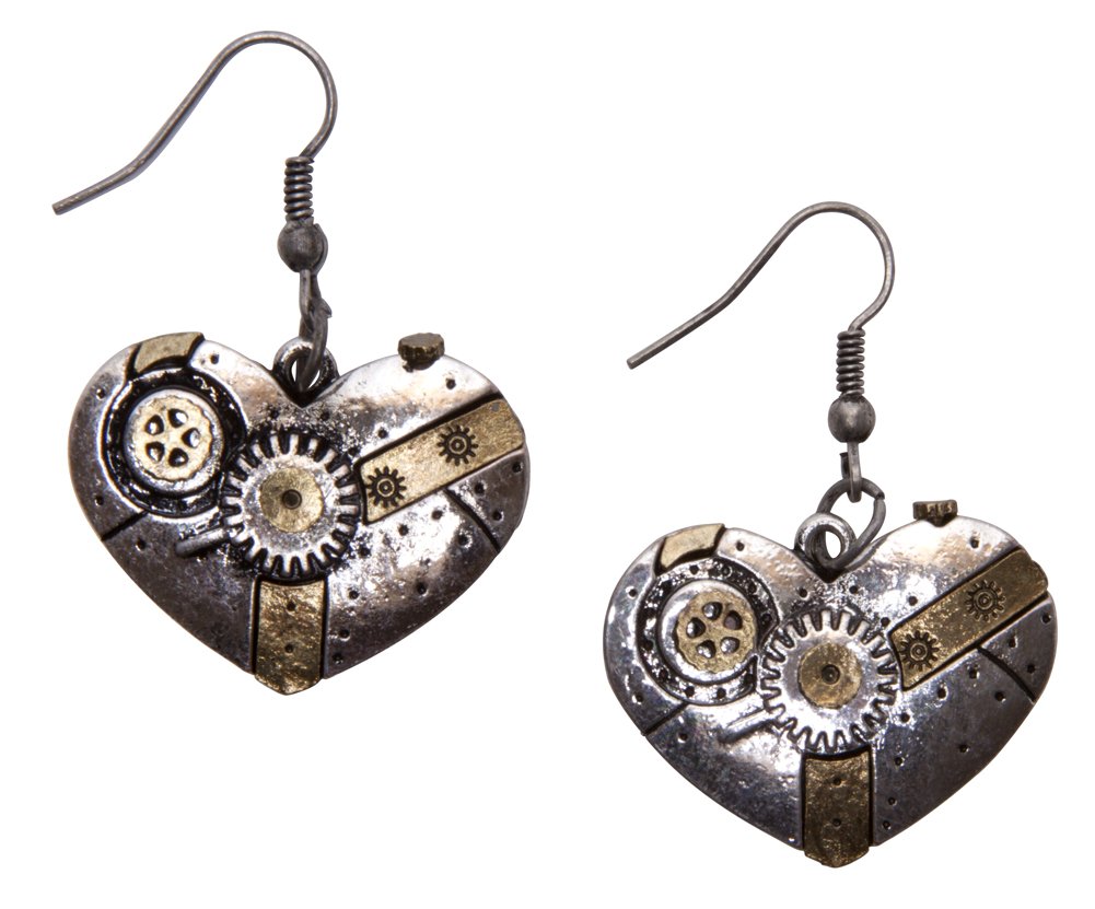 Steampunk Earrings for Women - Vintage Gear Machine Heart Jewelry - Perfect for Cosplay, Gothic Fashion & Unique Gift Ideas