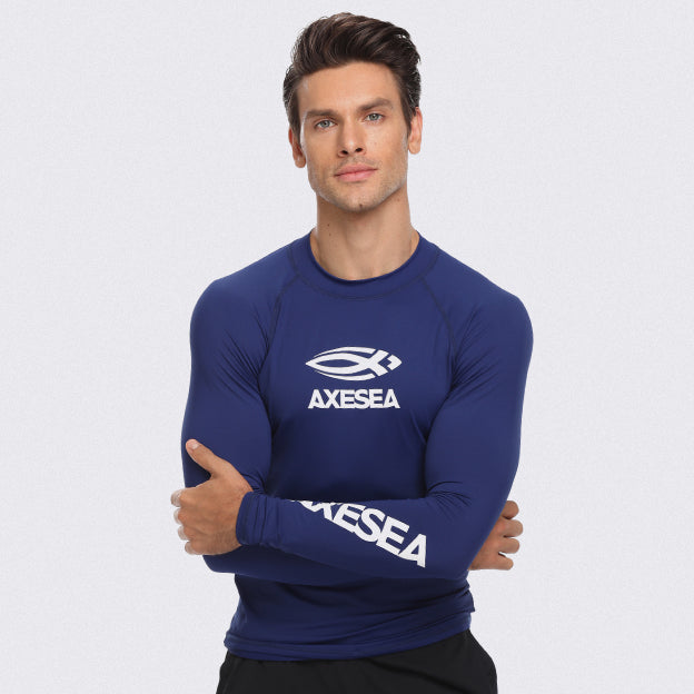 Men's UPF 50+ Long Sleeve Rash Guard Shirt - Sun Protection Swim Shirt for Surfing, Swimming & Outdoor Activities