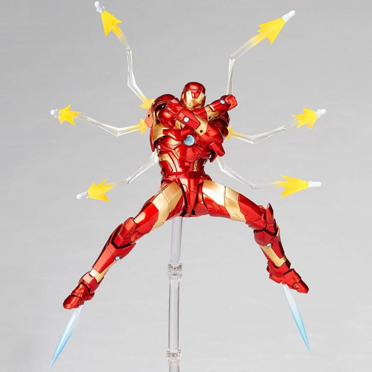 Amazing Yamaguchi Revoltech No. 013 Iron Man Bleeding Edge Armor Action Figure - Highly Articulated Collectible for Marvel Fans & Display Cases