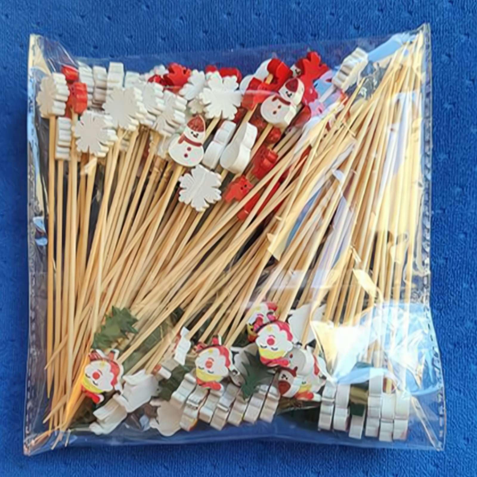 100PCS Christmas Cocktail Picks - Snowflake & Snowman Bamboo Appetizer Toothpicks for Holiday Drinks, Snacks & Fruit | Perfect for Christmas Parties, Charcuterie Boards & Festive Food Decorations