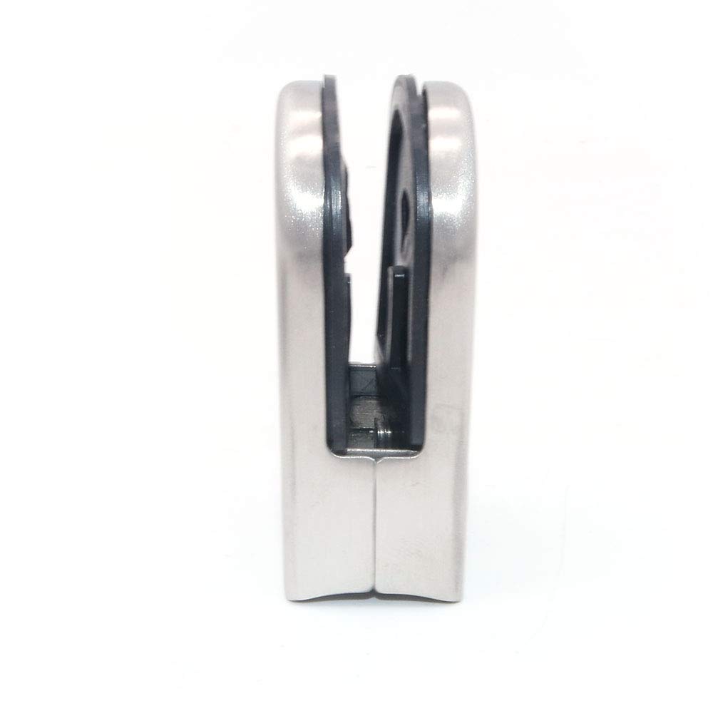 4-Pack 304 Stainless Steel Glass Clamps for 10-12mm Panels - Concave Curved Base Silver Finish | Glass Railing, Shower Door & Table Top Hardware