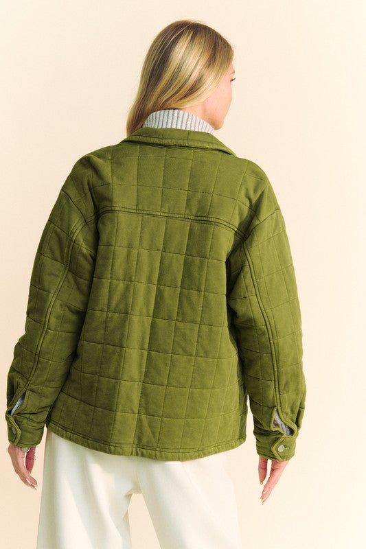Quilted Button Down Shacket with Chest Pockets - Cozy Overshirt for Men & Women | Perfect for Fall, Winter & Outdoor Activities