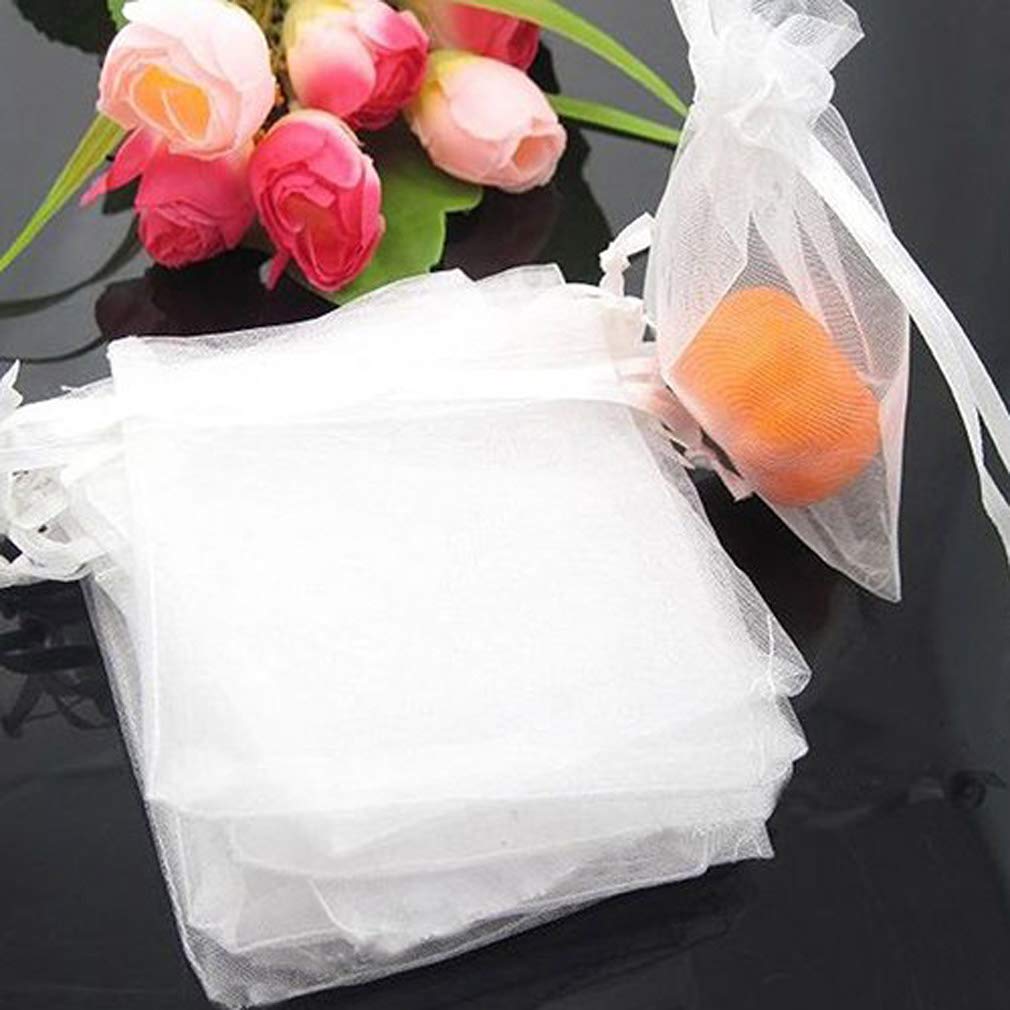 100pcs Sheer Drawstring Organza Jewelry Pouches - Small Gift Bags for Wedding Favors, Party Gifts, Christmas Presents & Jewelry Storage - Elegant and Reusable