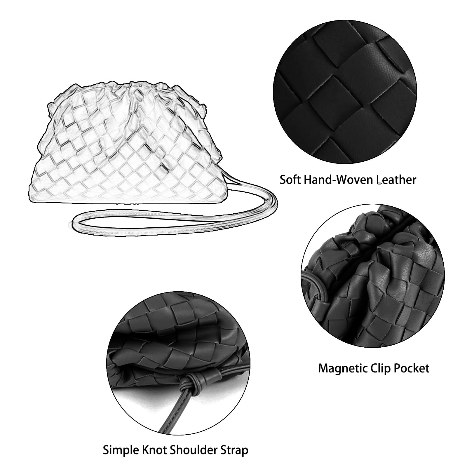 Stylish Woven Dumpling Bag for Women - Elegant Crossbody Clutch Purse with Soft Shoulder Strap | Perfect for Daily Use, Travel, and Special Occasions