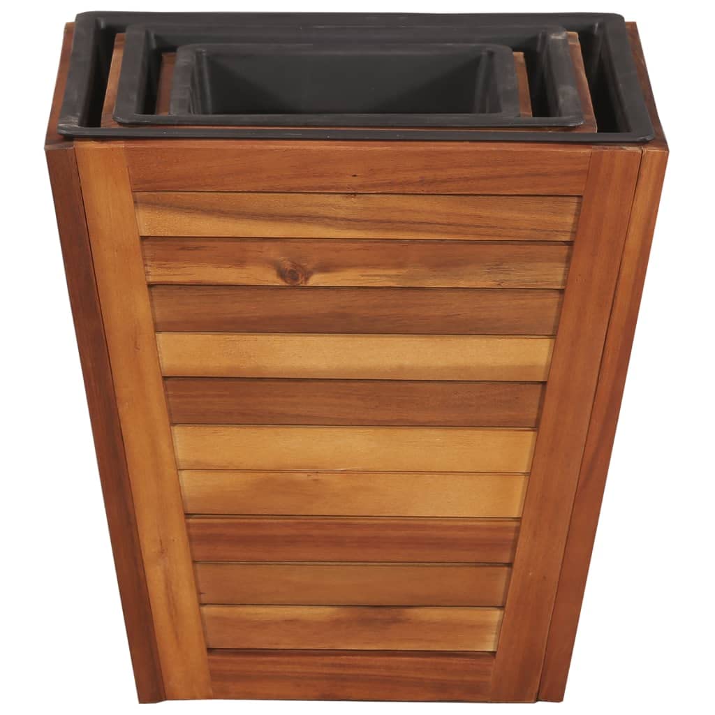 Premium Solid Acacia Wood Raised Garden Bed Set - 3-Piece Square Planter Box for Outdoor Flowers, Herbs & Vegetables | Balcony, Patio & Backyard Gardening | Durable Wooden Storage Crates & Plant Containers
