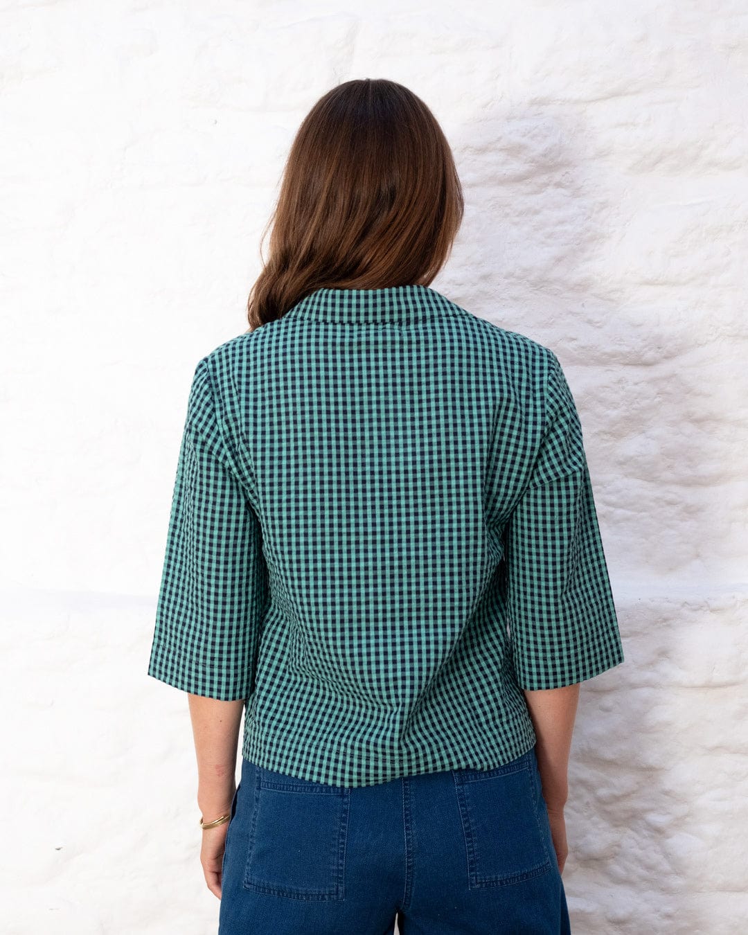 Gina Women's Cotton Casual Shirt - Duck Egg Blue Gingham Print Button Down Top for Spring & Summer | Perfect for Office, Date Night & Weekend Outings