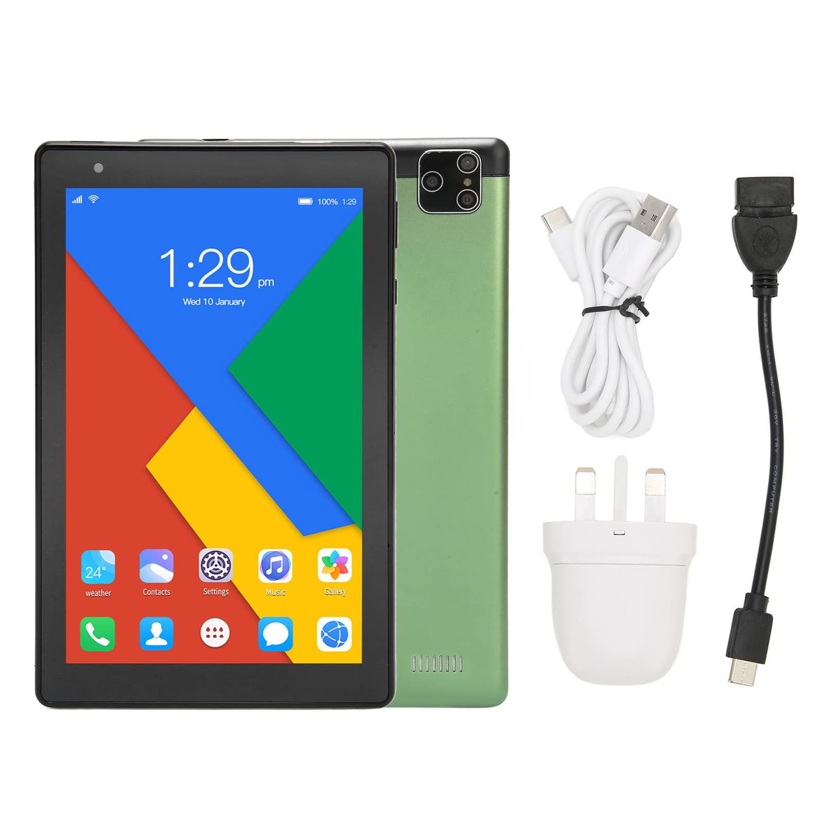 8 Inch Kids Tablet with Octa-Core Processor - 2GB RAM 32GB Storage, Dual Camera, WiFi & Bluetooth - IPS Screen Learning Tablet for Toddlers & Children Ages 6-12 (4500mAh Battery, Black/Green) - Perfect for Homeschooling, Educational Apps & Safe Entertainment