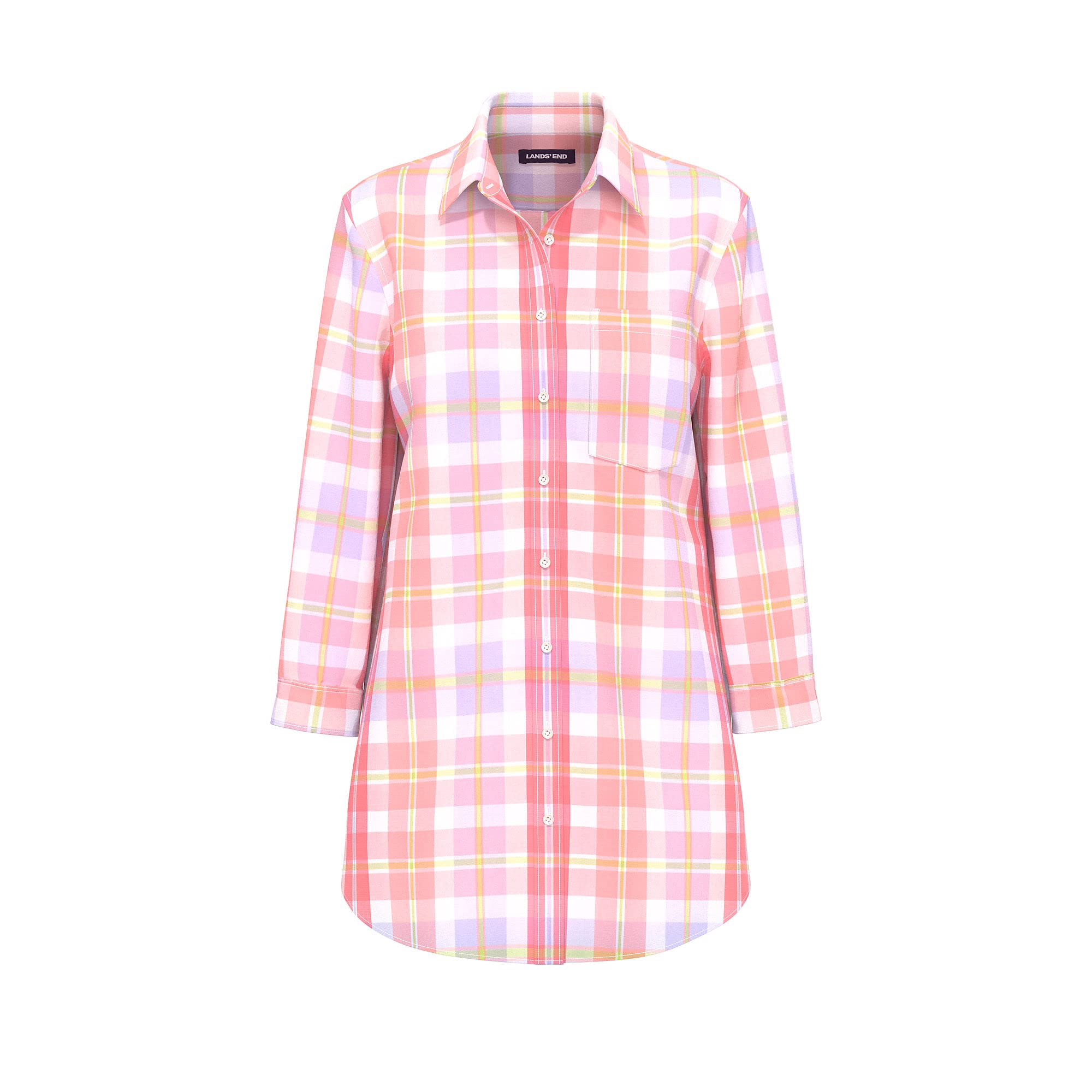 Lands' End Women's Wrinkle-Free 3/4 Sleeve Tunic Top - Comfortable Casual Blouse for Work, Travel & Everyday Wear