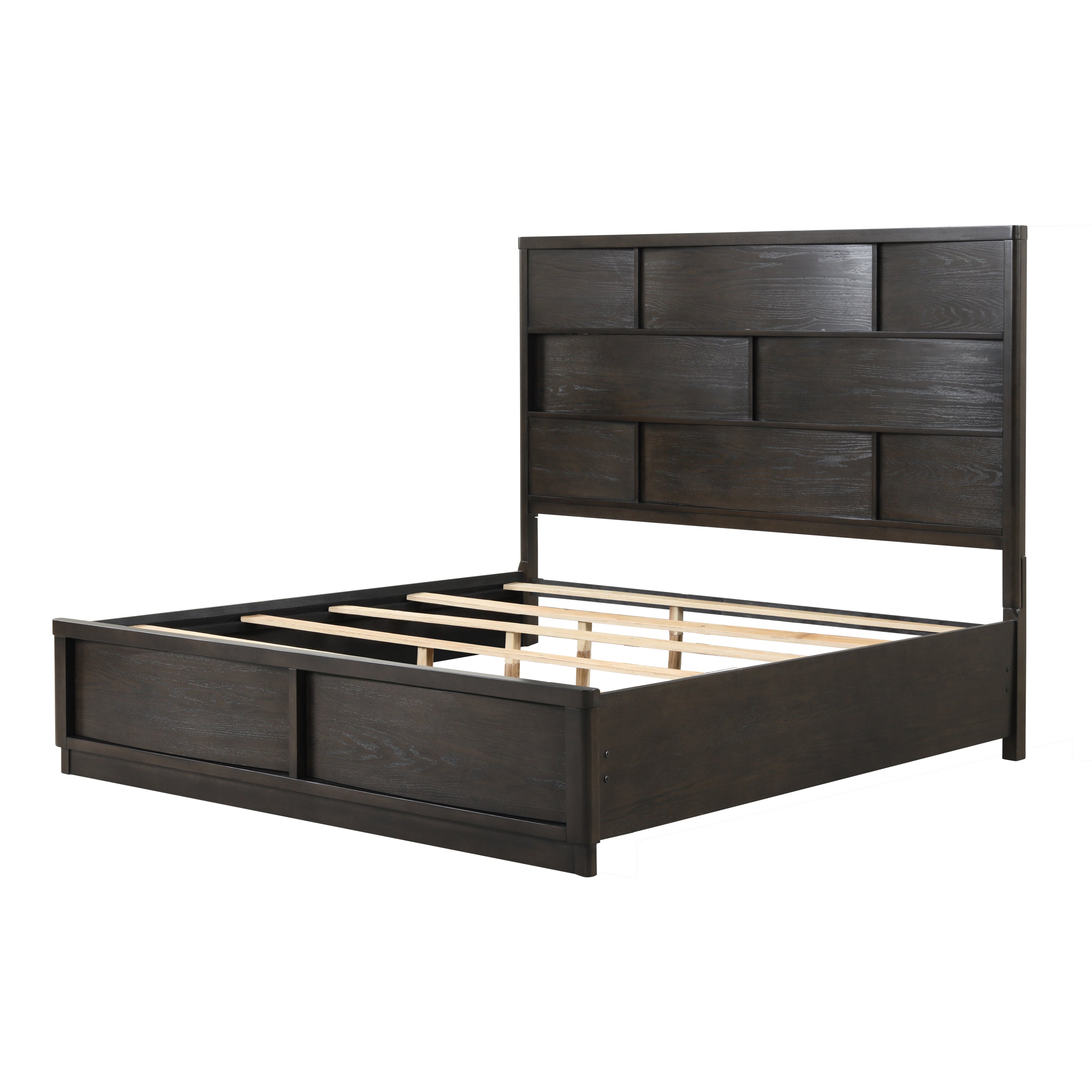 Belani Solid Wood Panel Bed Frame - Queen Size, Espresso Finish - Modern Farmhouse Bedroom Furniture for Master & Guest Rooms
