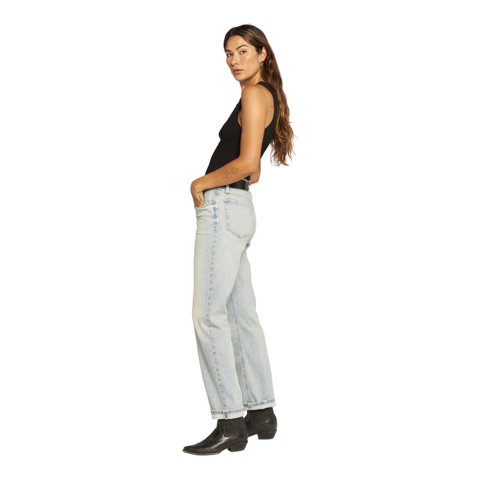 Current/Elliott Women's The Cody Straight Leg Jean - High Waist Slim Fit Denim Pants for Casual & Work Wear | Comfortable Stretch Jeans for Everyday Style