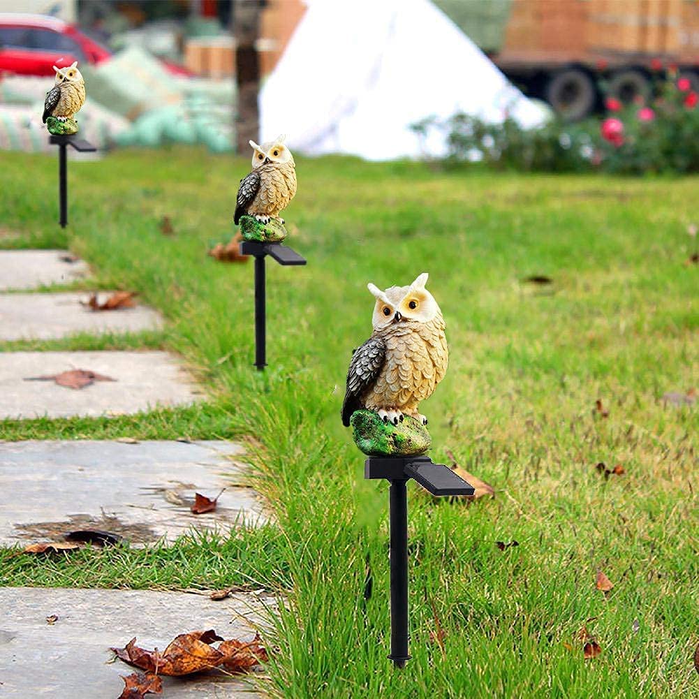 Solar Owl Garden Lights Outdoor Decor - 2PCS Waterproof Brown Resin LED Owl Stake Lights for Yard, Pathway, Patio & Lawn | Perfect for Nighttime Landscape Lighting & Garden Accents
