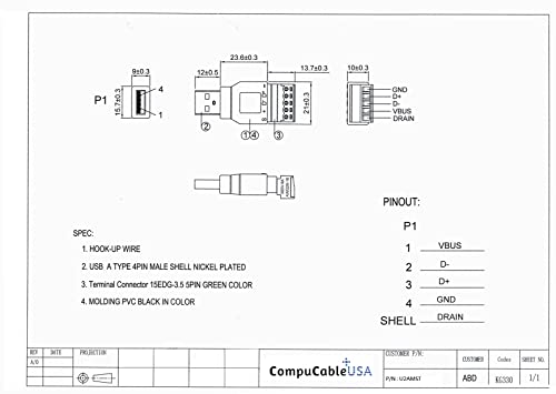 2-Pack USB 2.0 Male to Screw Terminal Adapter Connector for DIY Electronics and Industrial Applications