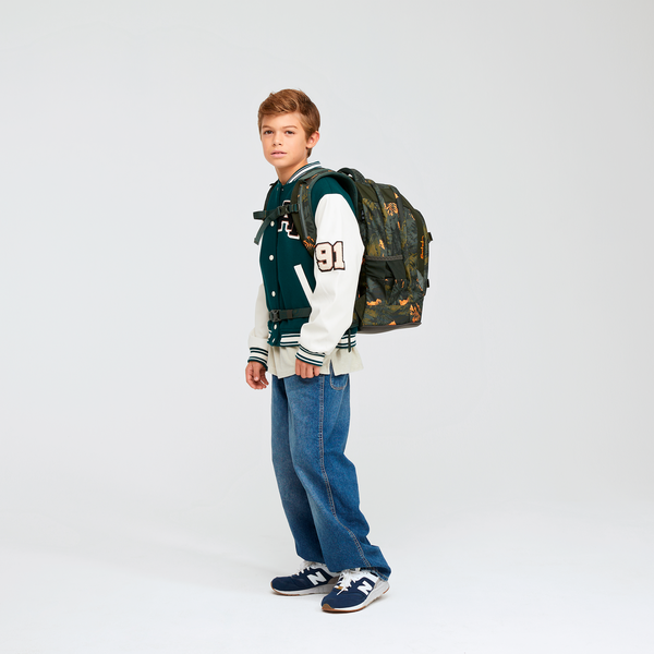 Satch Pack Jurassic Jungle Backpack for Kids - Dinosaur Themed School Bag with Multiple Pockets - Perfect for School, Travel & Outdoor Adventures