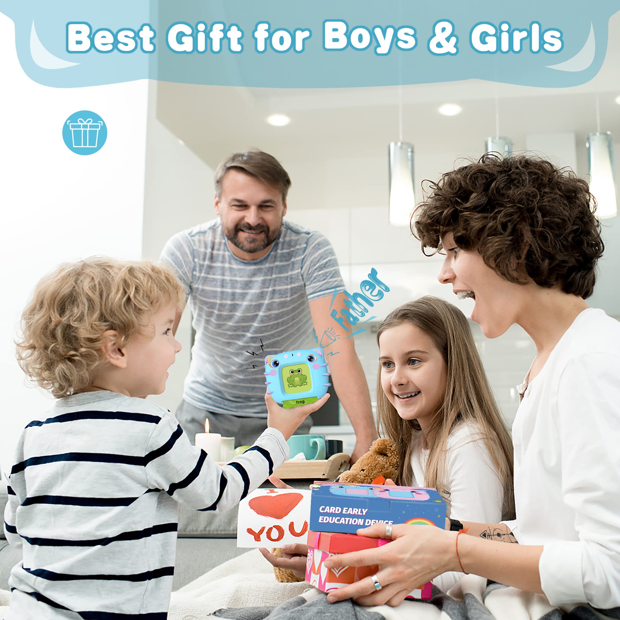 Interactive Talking Flash Cards for Toddlers Ages 2-4 | 112 Double-Sided Learning Cards with 224 Sight Words | Speech Therapy & Autism Educational Toys | Perfect Stocking Stuffer Gift for Boys & Girls (Pink) | Ideal for Early Childhood Learning, Home Schooling & Special Needs Development
