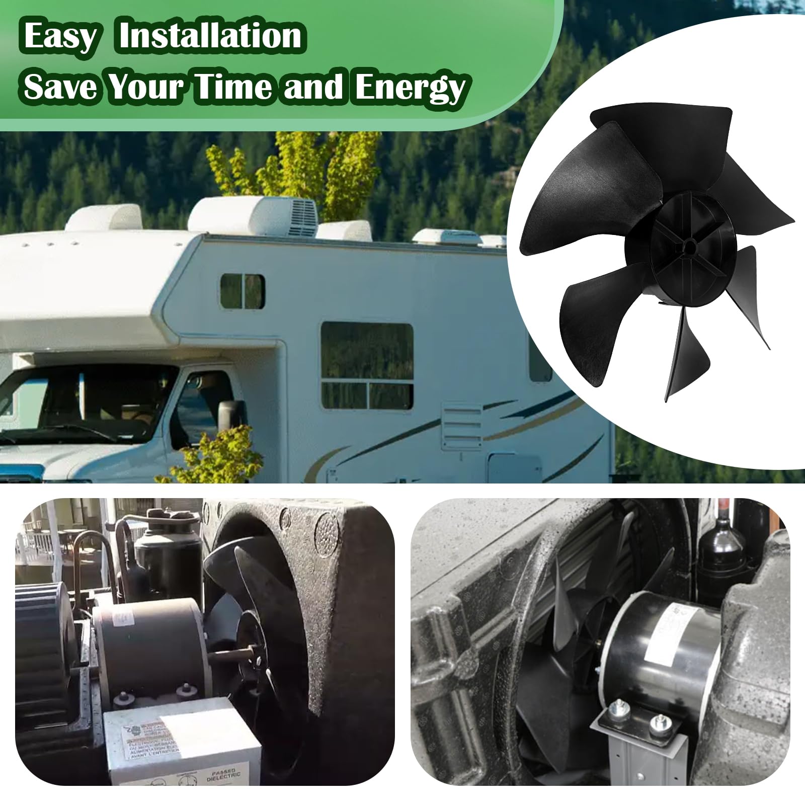 3313107.015 AC Fan Blade Replacement for Dometic Brisk Air & Duo-Therm AC Series - Compatible with Dometic 3107914.008 RV Air Conditioner Condenser Fan - Perfect for RV, Camper & Mobile Home Cooling Systems