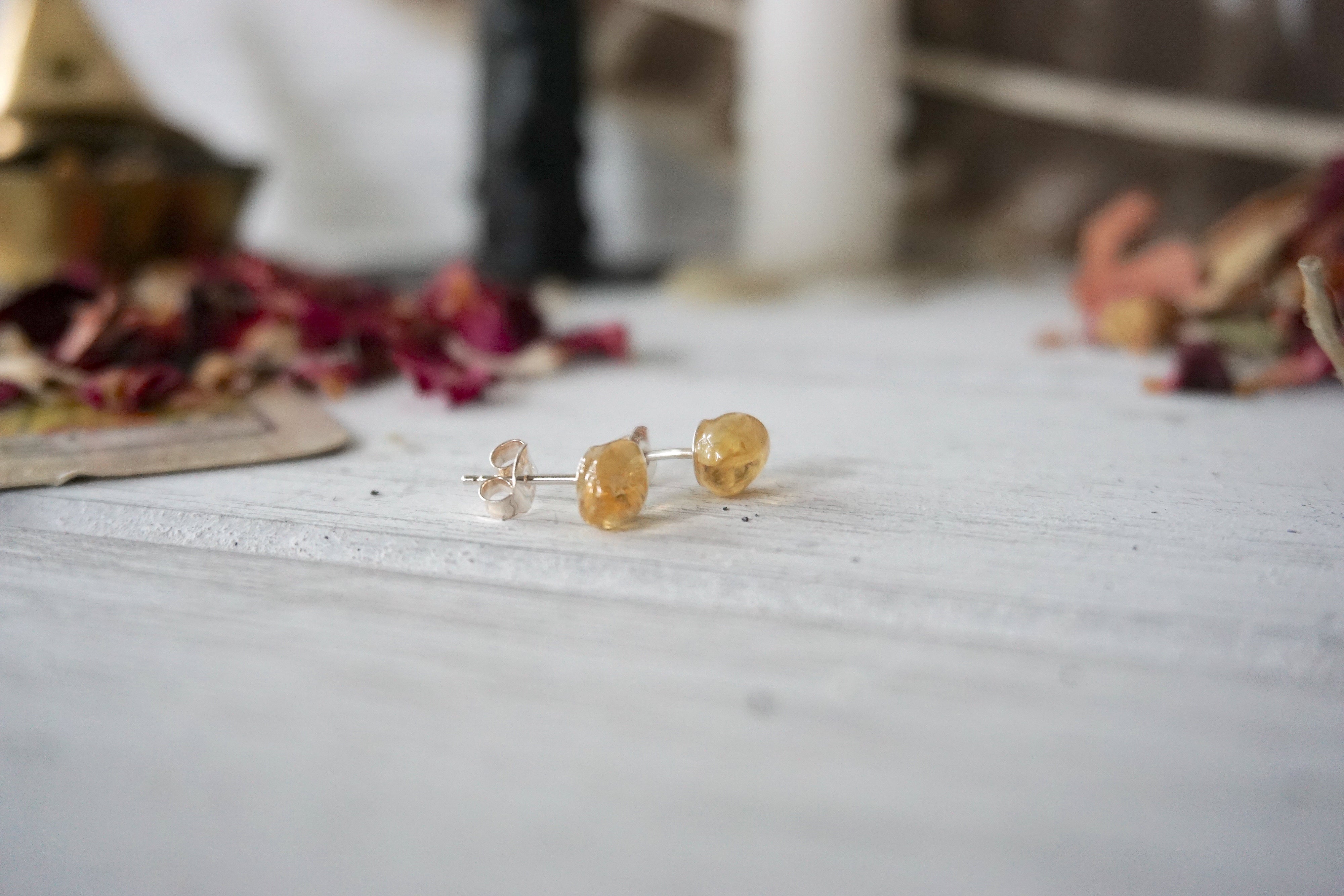AURA STUD EARRING COLLECTION - Citrine Crystal Stud Earrings for Women, 14K Gold Plated Hypoallergenic Jewelry | Perfect for Parties, Weddings & Everyday Wear