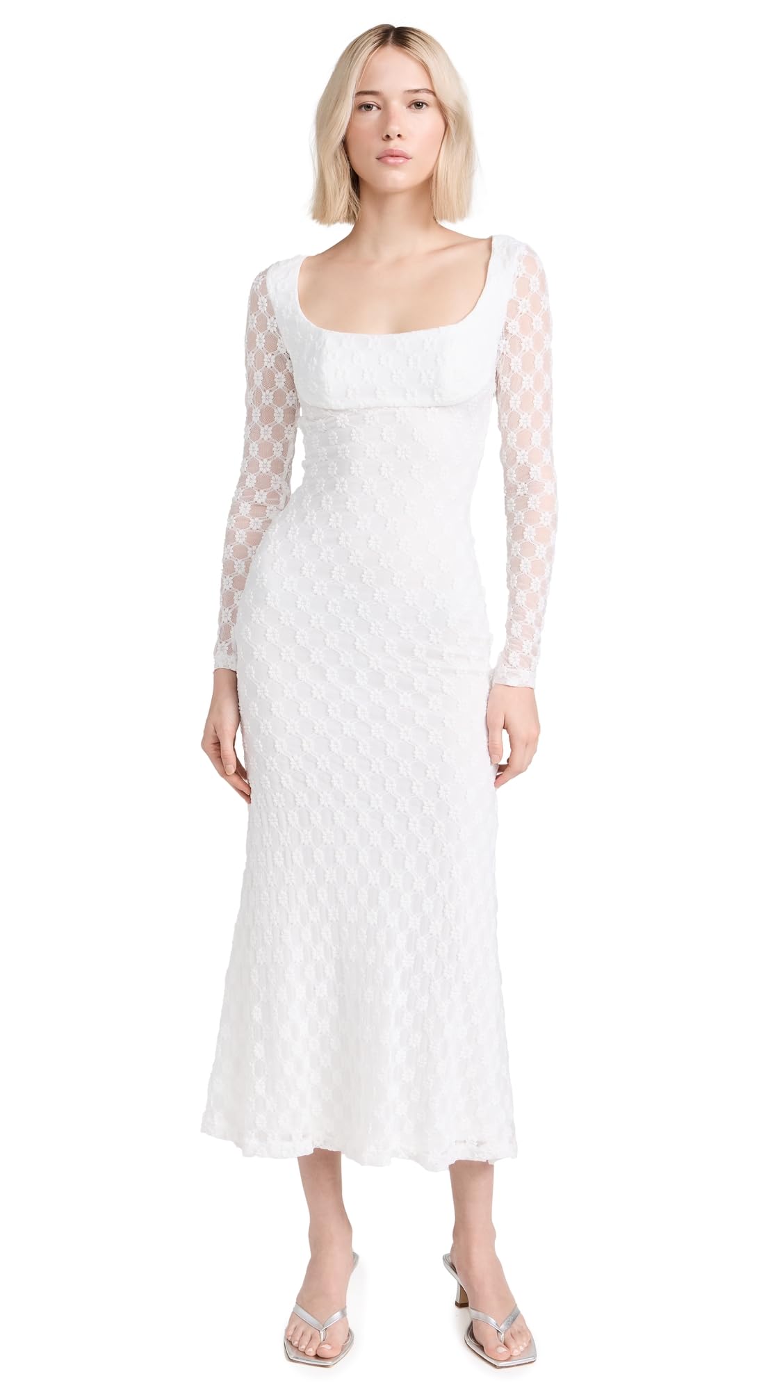 Bardot Women's Adoni Lace Midi Dress - Elegant Floral Lace Cocktail Dress for Party, Wedding & Special Occasions