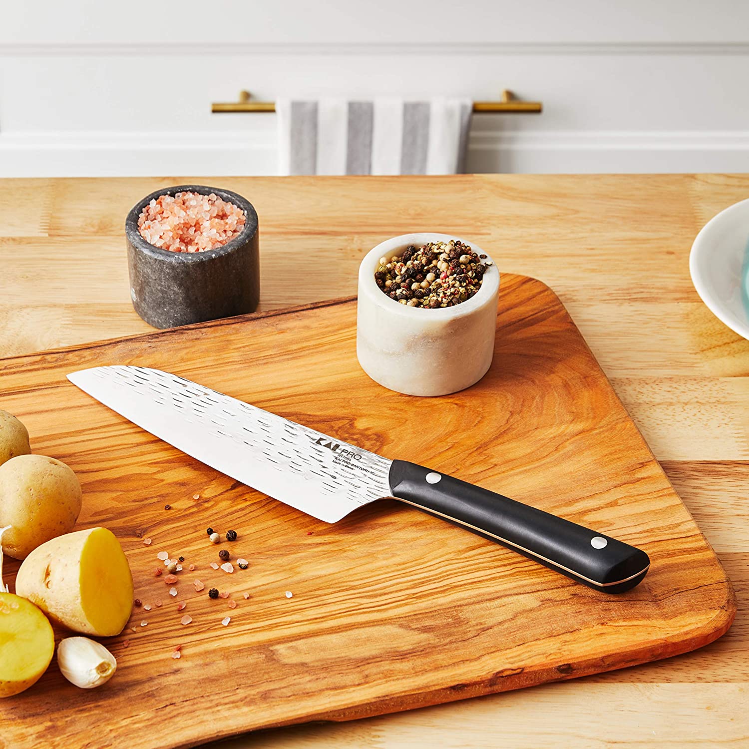 Kai PRO Santoku 7-Inch Japanese Chef Knife - Ultra Sharp High Carbon Stainless Steel Blade - Ergonomic Handle for Precise Cutting - Perfect for Slicing, Dicing, and Chopping Vegetables, Meat, and Fish