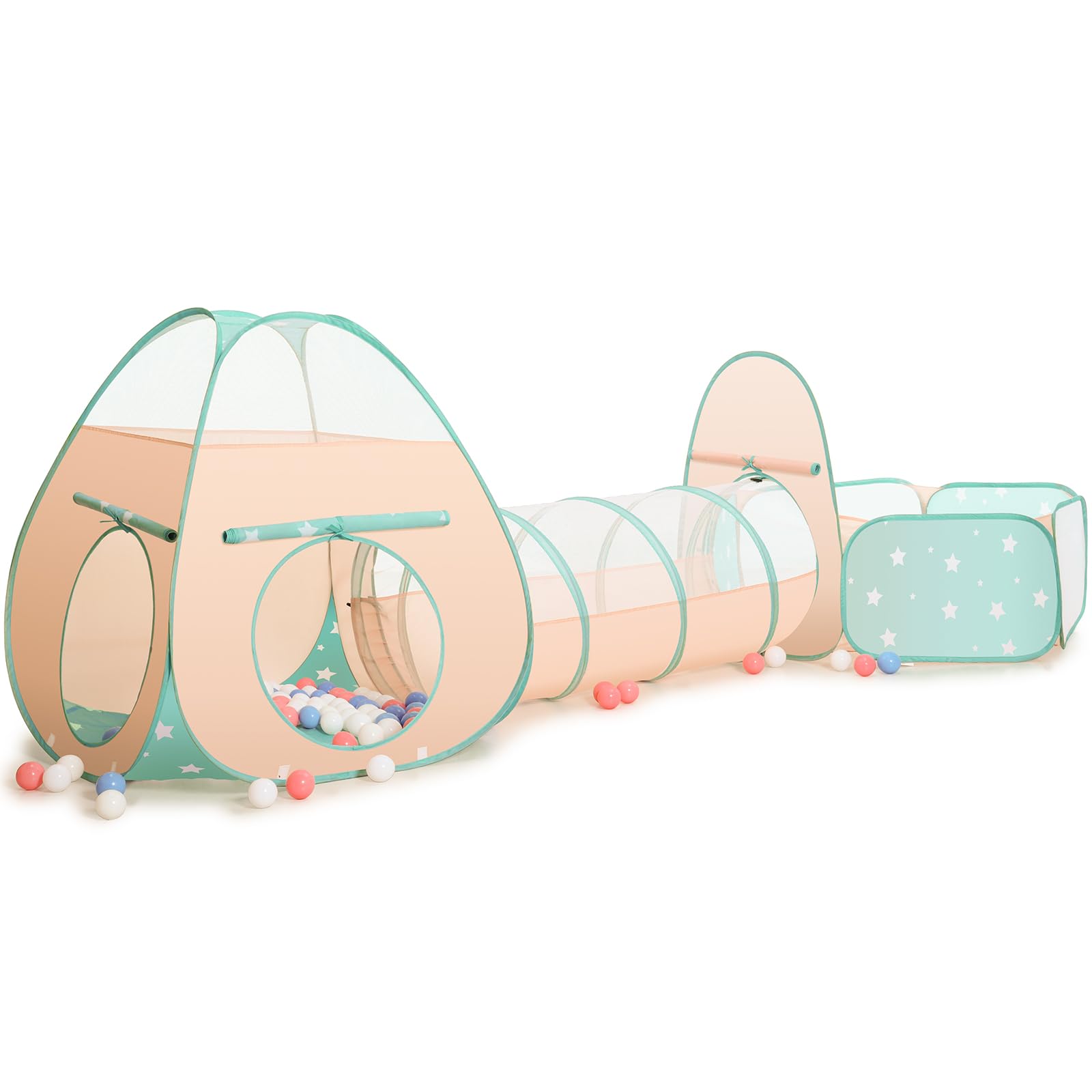 SISTICKER 3-in-1 Kids Play Tent with Ball Pit & Play Tunnel - Indoor/Outdoor Pop-Up Playhouse for Toddlers, Boys & Girls - Perfect for Birthday Gifts, Playrooms & Backyard Fun (Balls Not Included)