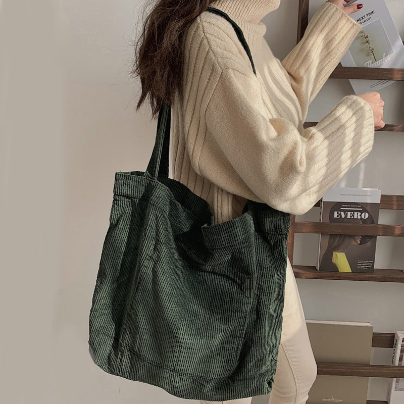 Stylish Corduroy Shoulder Bags for Women - Fashionable Winter & Fall Handbags - Perfect for Shopping, Work & Daily Use