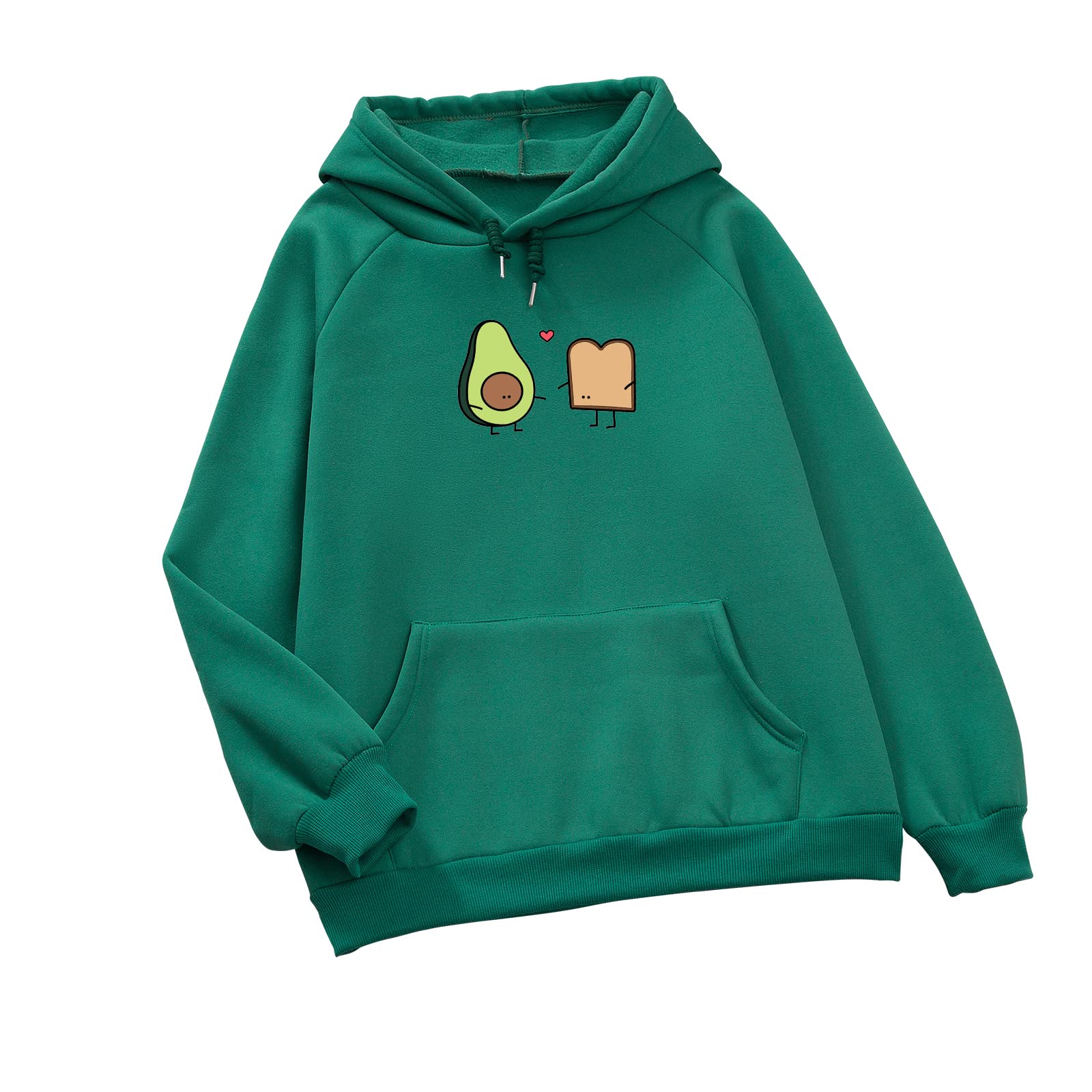 TUISLAY Cute Avocado Print Vegan Bread Hoodie - Women's Aesthetic Long Sleeve Winter Sweatshirt for Teen Girls | Casual Cartoon Hooded Pullover for School, Streetwear & Cozy Loungewear