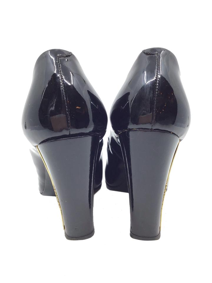 Chanel Patent Leather Heel Pumps with Metal Logo - Women's Size 7.5 (US) | Luxury High Heels for Parties, Weddings & Formal Events