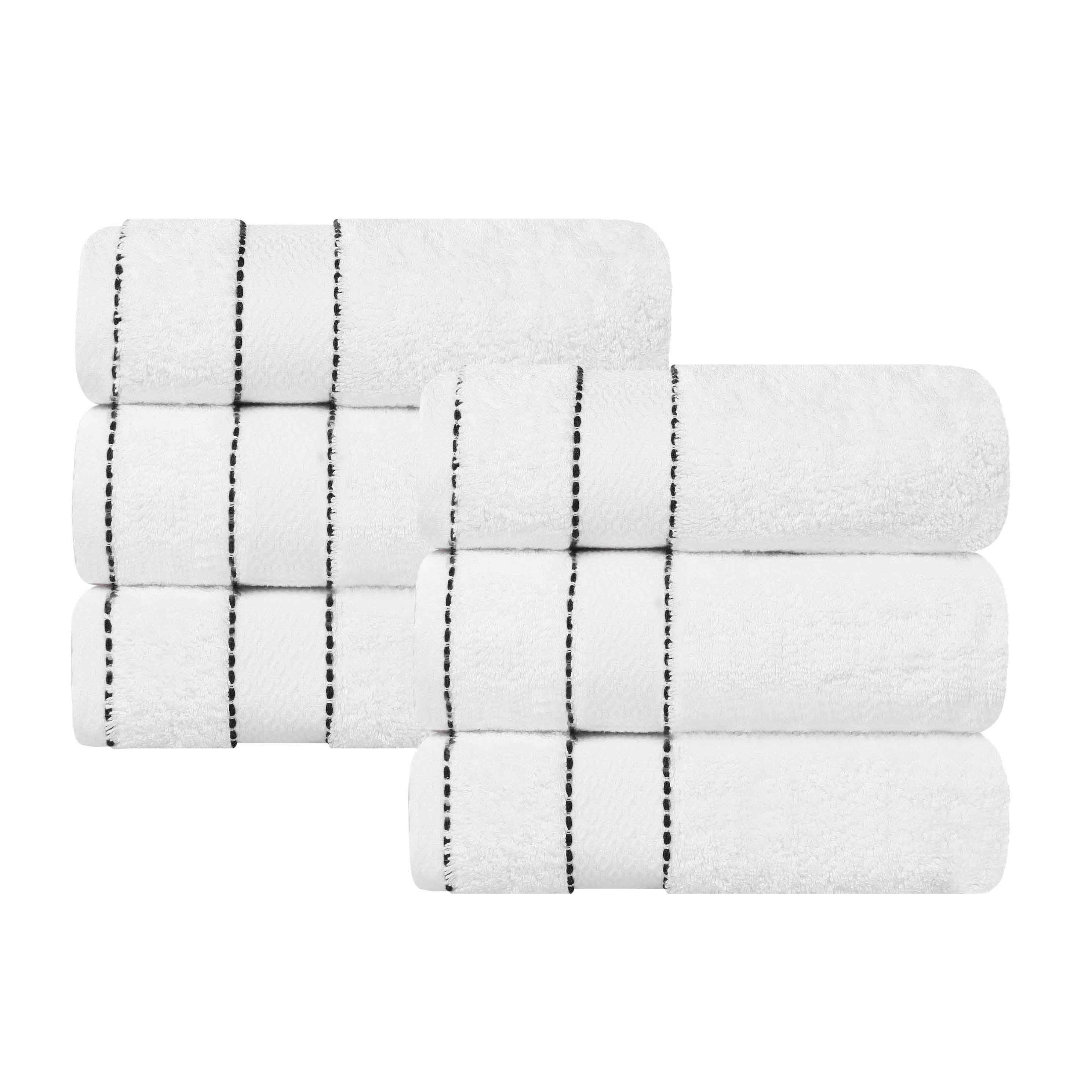 Premium Egyptian Giza Cotton Dobby Hand Towels - Set of 6 | Ultra Absorbent & Soft Bath Towels for Kitchen, Bathroom & Spa | Made in Egypt