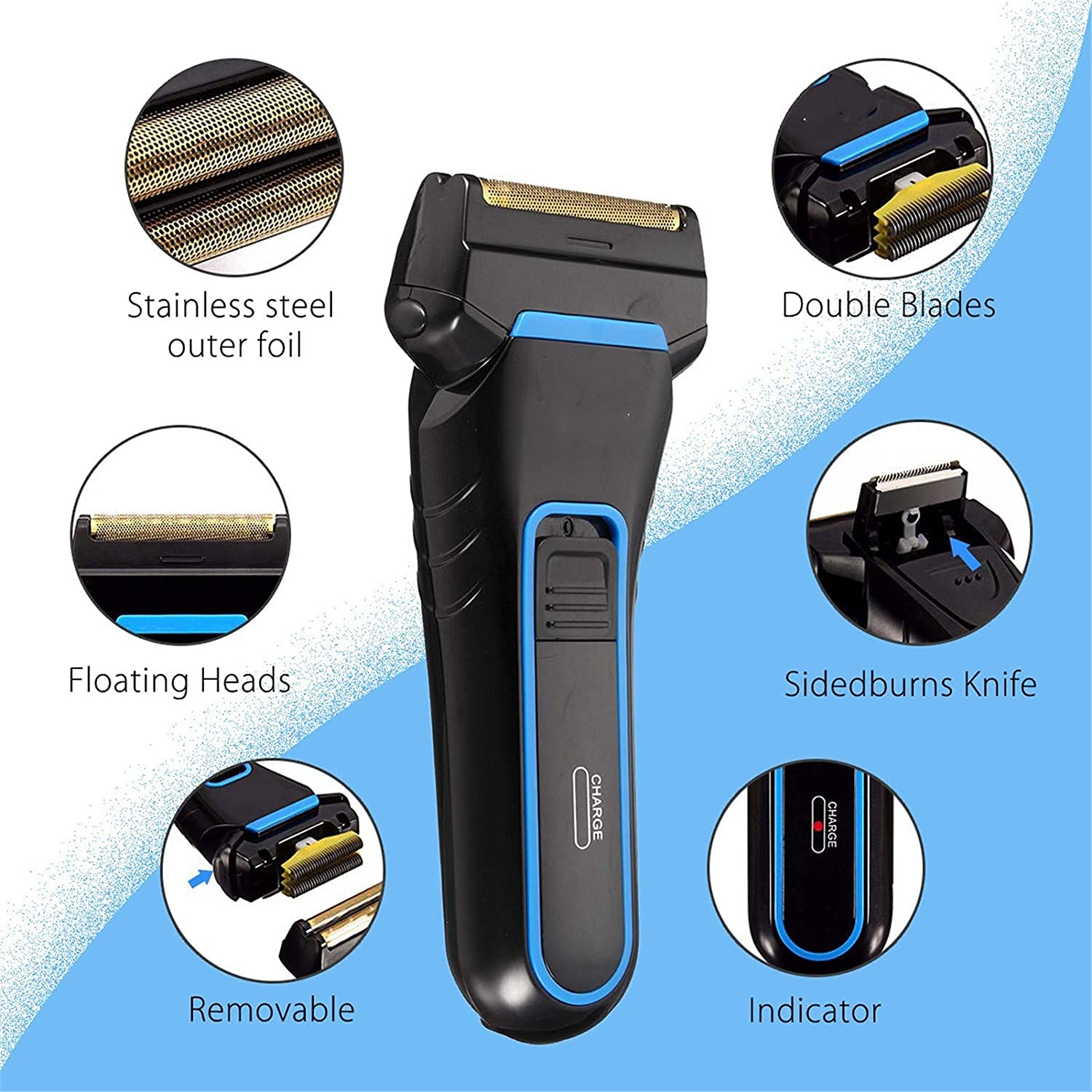 Premium Men's Electric Razor - Rechargeable Cordless Foil Shaver for Wet & Dry Shaving | Smooth Face & Beard Trimming at Home, Travel & Gym Use