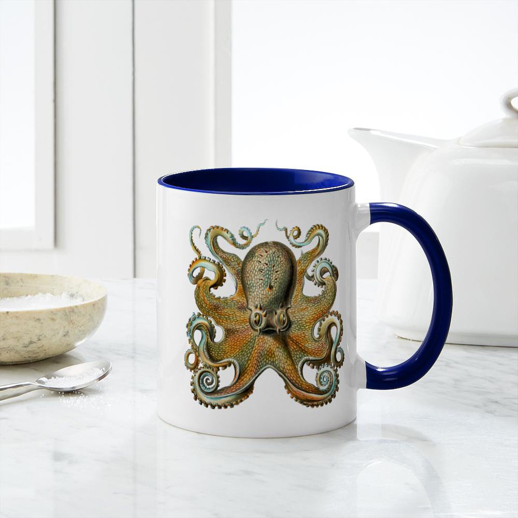 Octopus Ceramic Coffee Mug 11 oz (325 ml) - Unique Gift for Coffee Lovers, Tea Drinkers & Office Use - Funny & Cute Design for Home, Office or Gifts